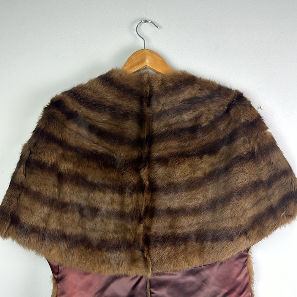 Vintage Mink Stole Pockets Brown Original Owner Shawl Luxury Statement Piece - Picture 11 of 16